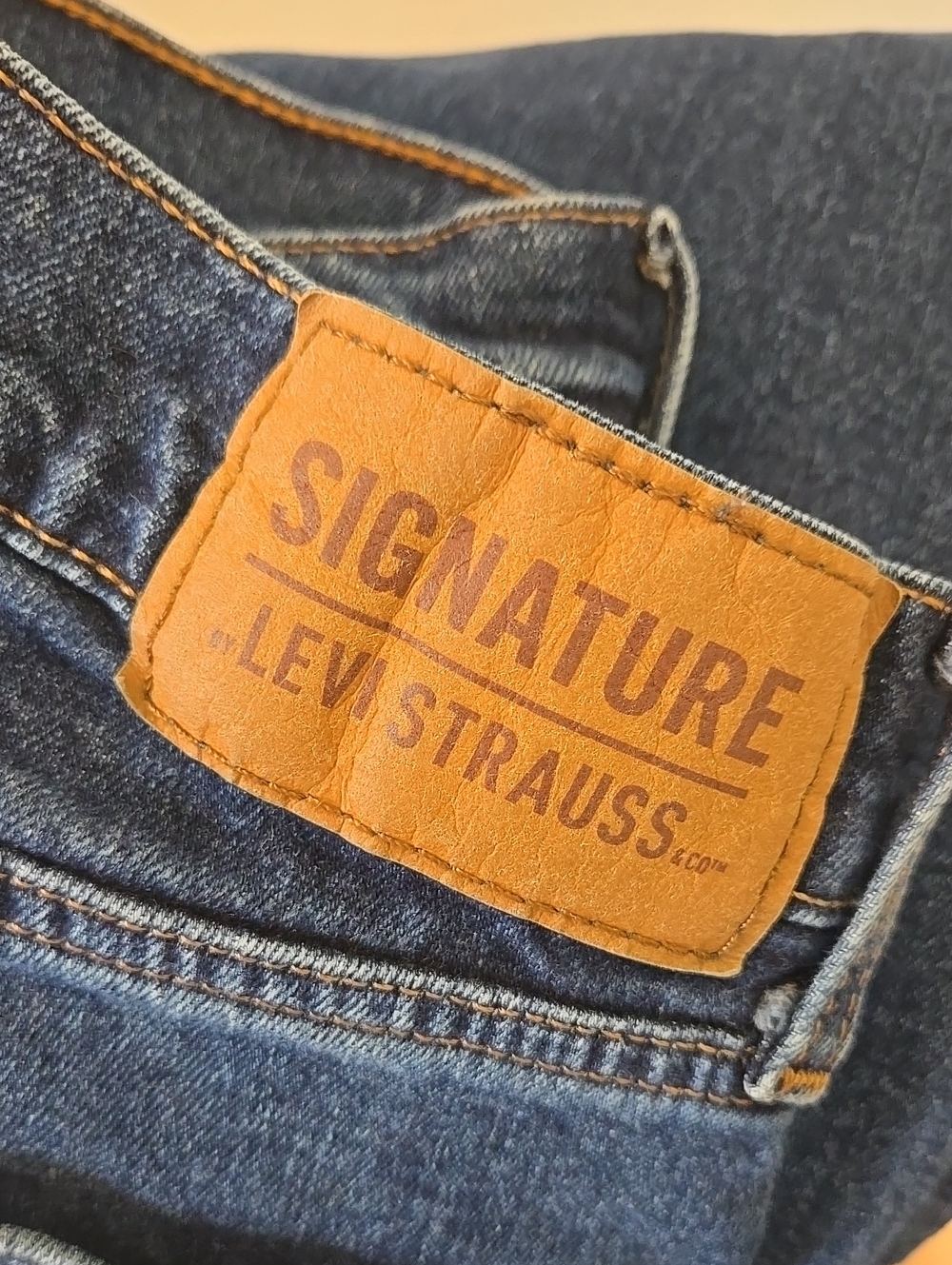 Levi's Men's Blue Denim Jeans with Tan Leather Patch